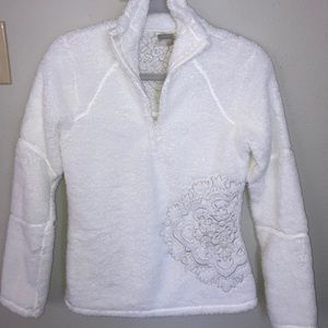 Athleta white embroidered jacket sz XS